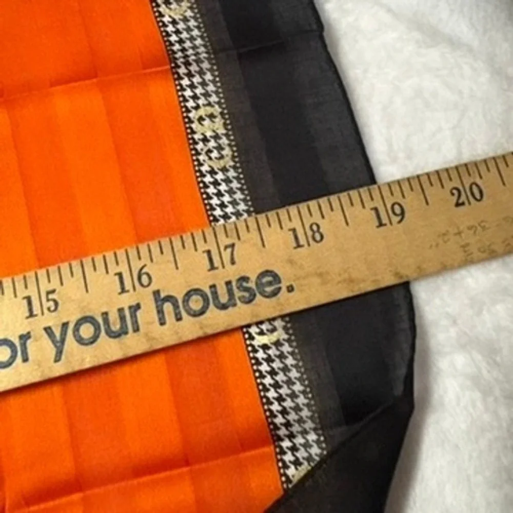 Vtg CHRISTIAN DIOR Scarf Handkerchief Striped Orange Black 19